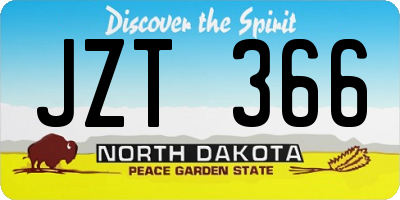 ND license plate JZT366