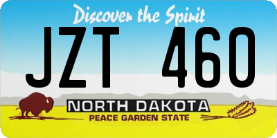 ND license plate JZT460