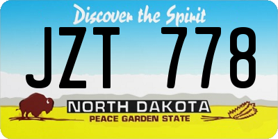 ND license plate JZT778