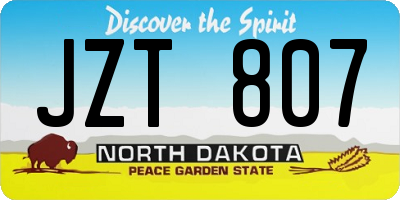 ND license plate JZT807