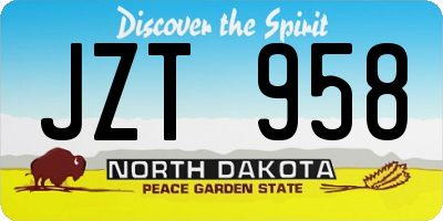 ND license plate JZT958