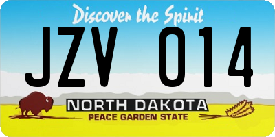 ND license plate JZV014