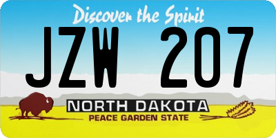ND license plate JZW207
