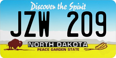 ND license plate JZW209