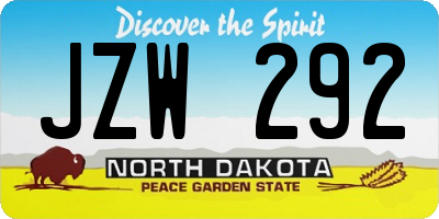 ND license plate JZW292