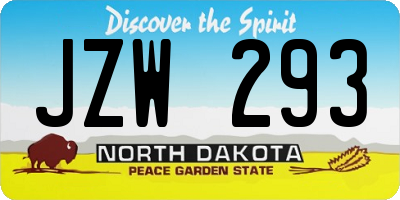 ND license plate JZW293