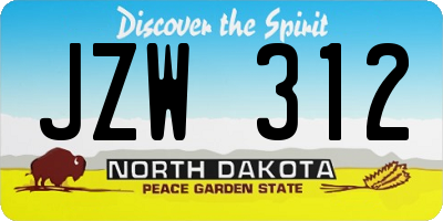 ND license plate JZW312