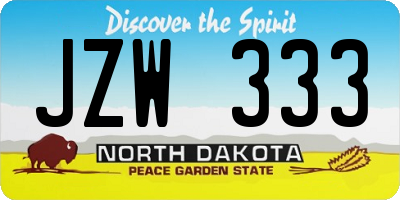 ND license plate JZW333