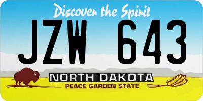 ND license plate JZW643