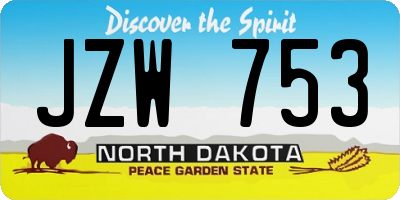 ND license plate JZW753