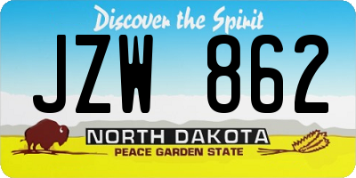 ND license plate JZW862