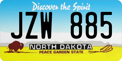 ND license plate JZW885