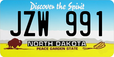 ND license plate JZW991
