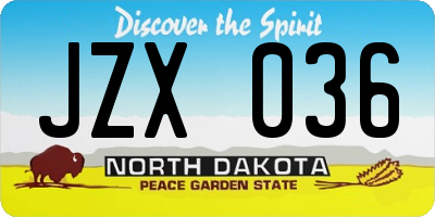 ND license plate JZX036