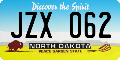 ND license plate JZX062