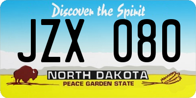 ND license plate JZX080