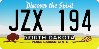 ND license plate JZX194