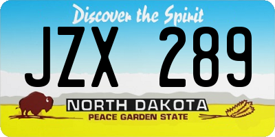 ND license plate JZX289