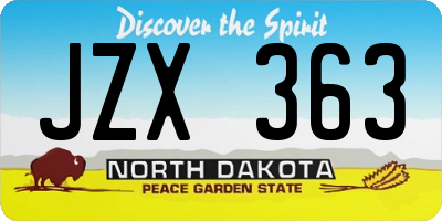 ND license plate JZX363