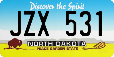 ND license plate JZX531