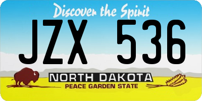 ND license plate JZX536