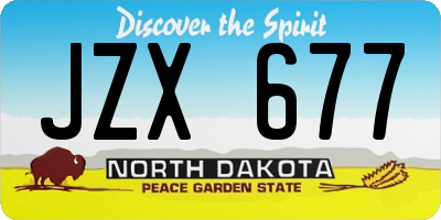 ND license plate JZX677