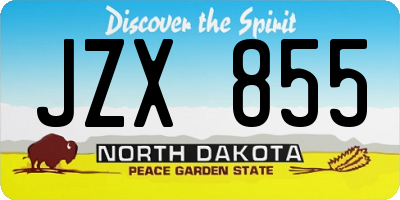 ND license plate JZX855
