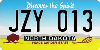ND license plate JZY013