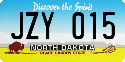 ND license plate JZY015
