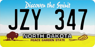 ND license plate JZY347