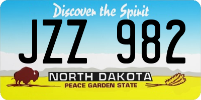 ND license plate JZZ982