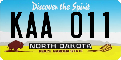 ND license plate KAA011