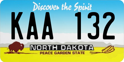 ND license plate KAA132
