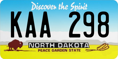 ND license plate KAA298