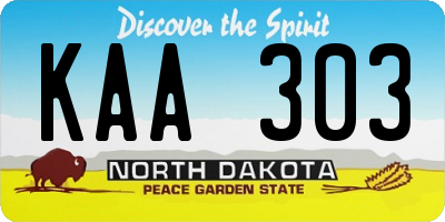 ND license plate KAA303