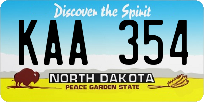 ND license plate KAA354