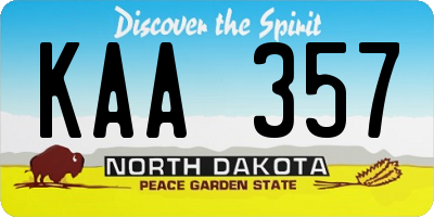 ND license plate KAA357