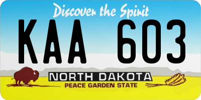 ND license plate KAA603