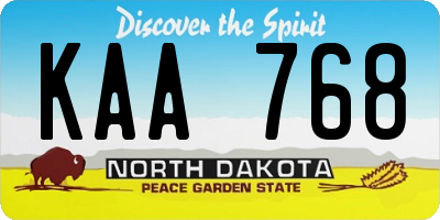 ND license plate KAA768