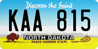 ND license plate KAA815