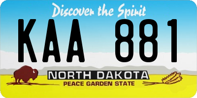 ND license plate KAA881