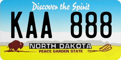 ND license plate KAA888