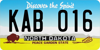 ND license plate KAB016
