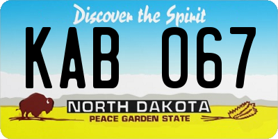 ND license plate KAB067