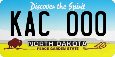 ND license plate KAC000