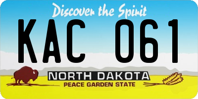 ND license plate KAC061