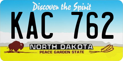 ND license plate KAC762