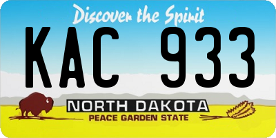 ND license plate KAC933