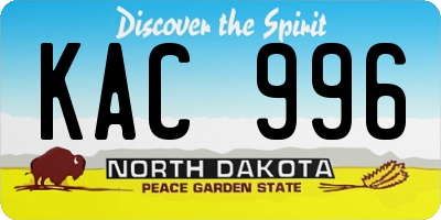 ND license plate KAC996