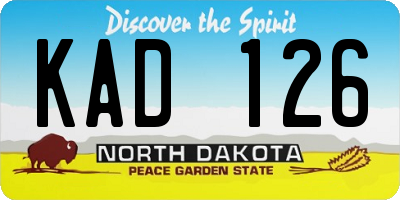 ND license plate KAD126